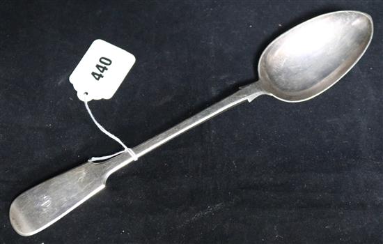 A Victorian silver fiddle pattern basting spoon by Lias & Lias, London, 1859, 145 grams.